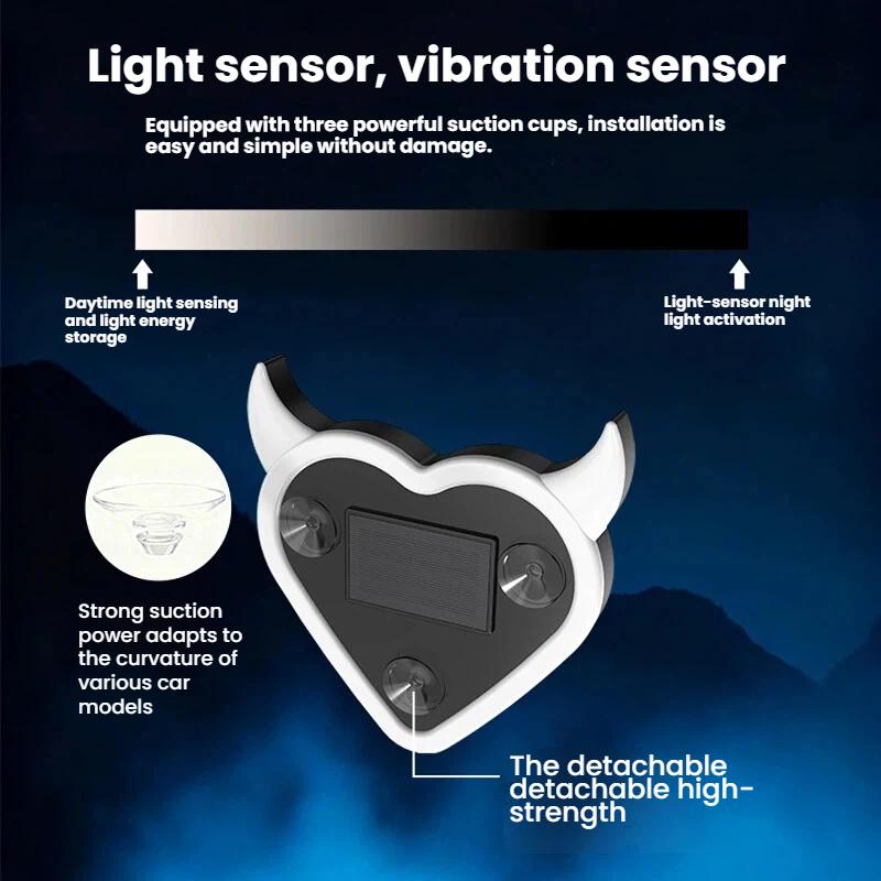 Solar Car Triangle Window Devil Heart Lamp Suction Cup LED Ambient Light USB Rechargeable Wiring Free Atmosphere Neon Light