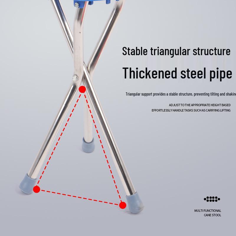 Tri-Fold Walking Cane Stool with Non-Slip Grip for Elderly & Disabled - Mountain Climbing Support