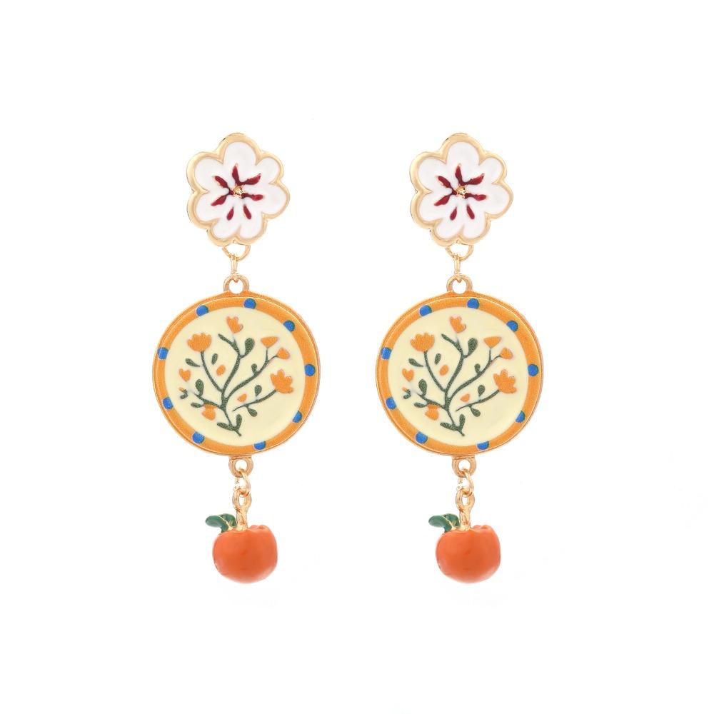 Painting Enamel Flower Dangle Earrings Creative Bohemian Dangle Earring Party