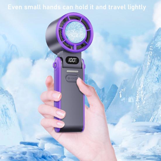 Ручной складной вентилятор со 100-скоростным регулируемым светодиодным дисплеем, USB-перезаряжаемый охлаждающий вентилятор, летний портативный дорожный мини-персональный вентилятор для улицы