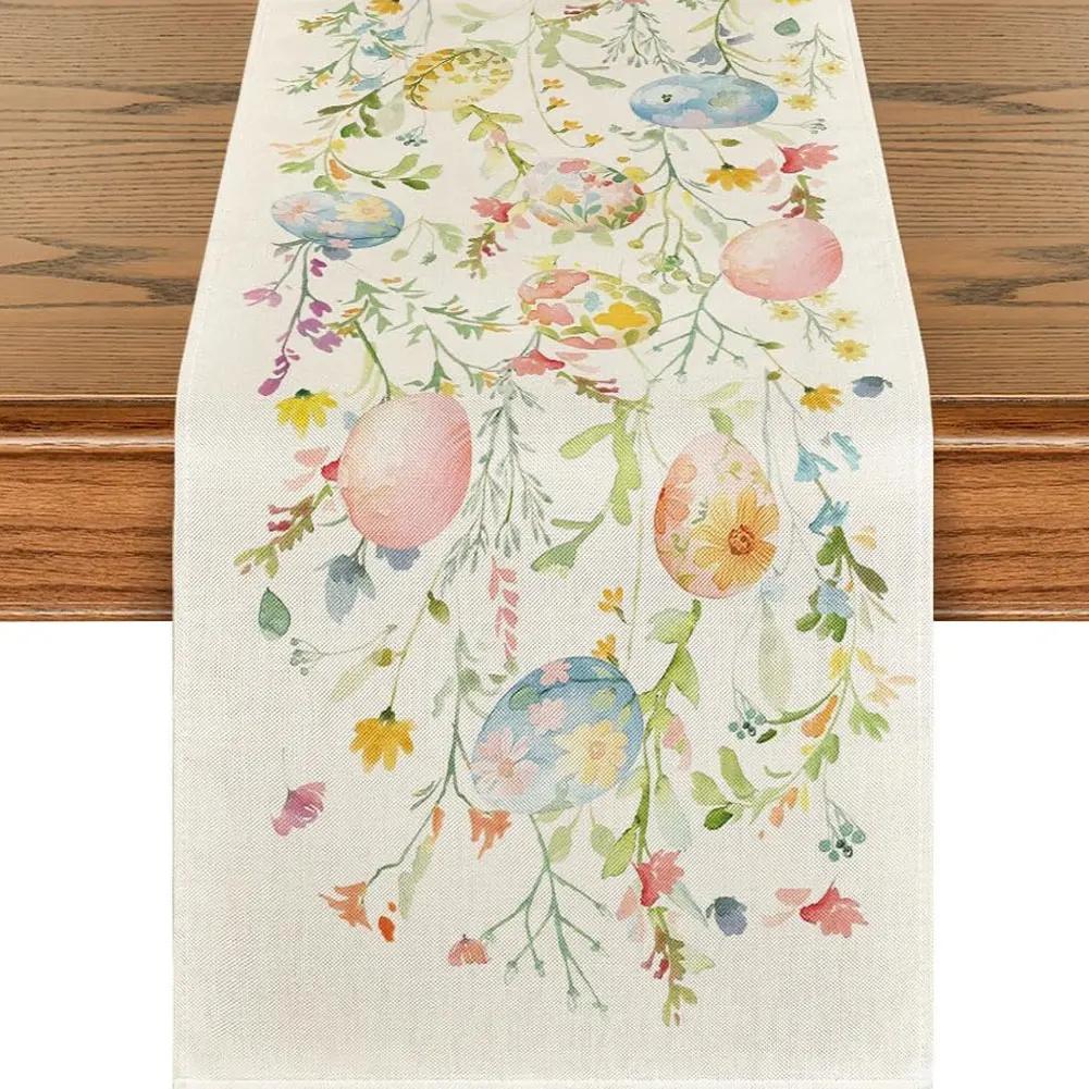 Easter Bunny Linen Table Runner Holiday Party Spring Table Runners Easter Bunny Spring Linen Table Runner Table Flag EasterDecor