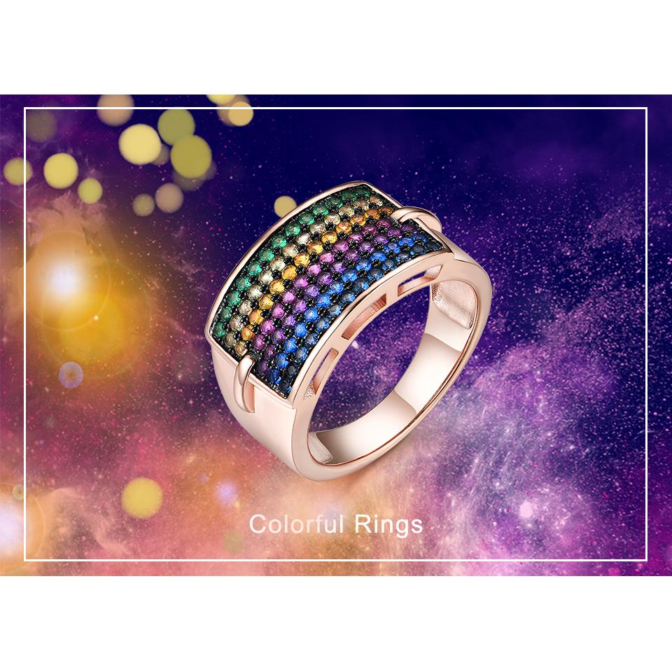 Umcho Твердые кольца из стерлингового серебра 925 пробы, красочные радужные кольца с драгоценными камнями для женщин, обручальное обручальное кольцо
