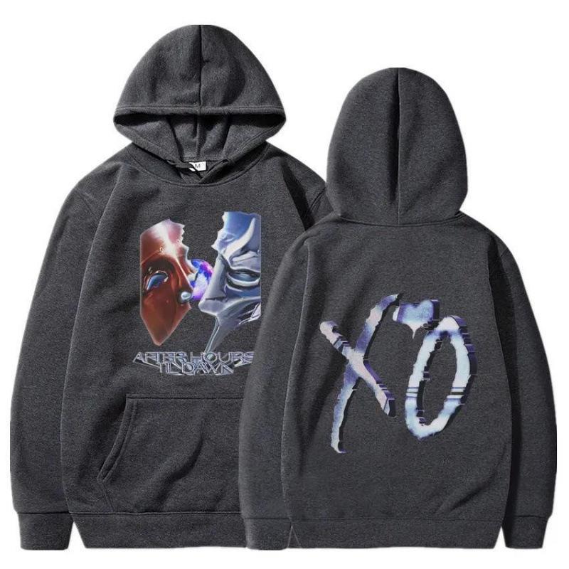 Autumn Winter Fashionable Casual Men Women Hooded Wool Lined Printed Sweatshirts
