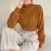 Bottom Half High Neck Solid Color Versatile Lantern Sleeves Korean Style Knitted Sweater Top for Women