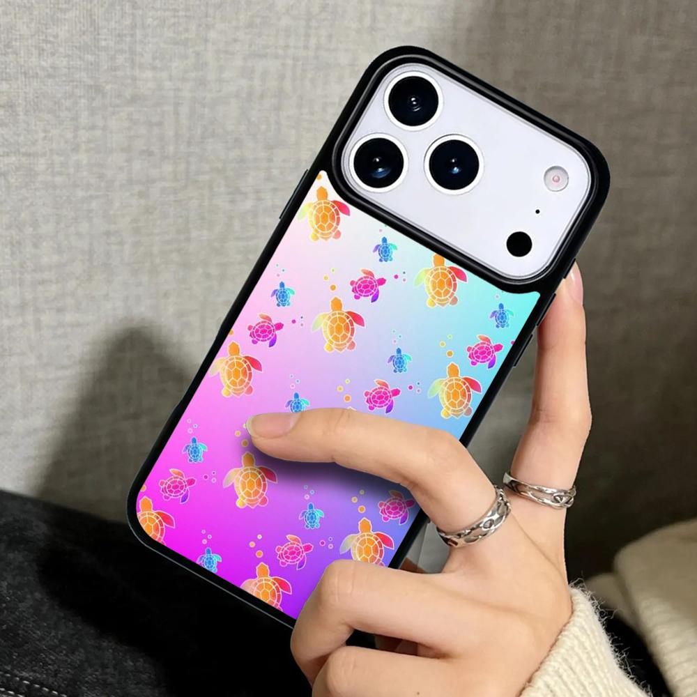 Чехол Case для iPhone 17 Air 16 Pro Max 15 Plus 11 13 Mini 14 12 Задняя крышка телефона Милые черепашки Расписанный