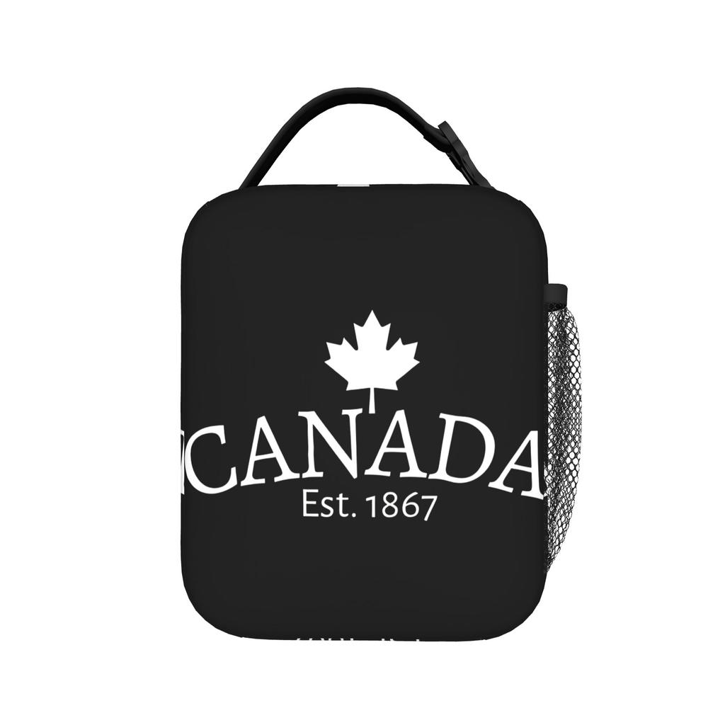 Whtie Canada Est. 1867 with small Maple Leaf Canada Lunch Bag For Women Print Lunch Box Funny Office Cooler Bag Tote Food Bags