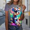 Fashion Women Colorful Puppy T Shirt Funny Casual O-neck Short Sleeves T-shirt Summer Female Tee Shirt