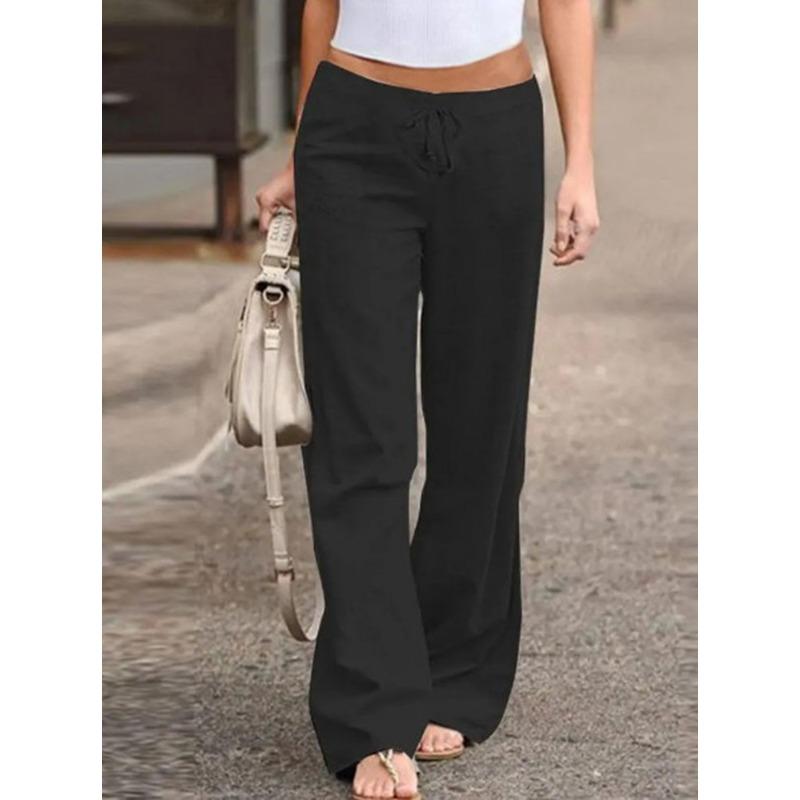 GMXIA Женские модные повседневные однотонные брюки с высокой талией и капри с принтом