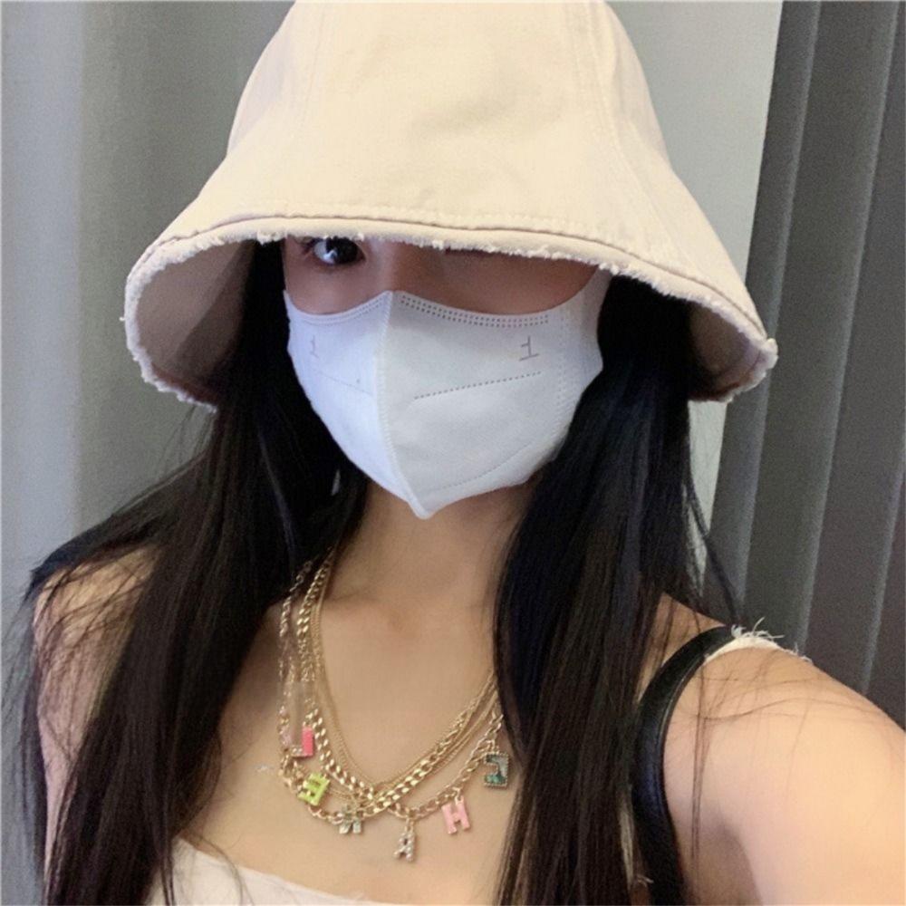 Solid Color Panama Sun Cap Large Brim Cotton Basin Hat Fashionable Outdoor Fisherman Hat Winter