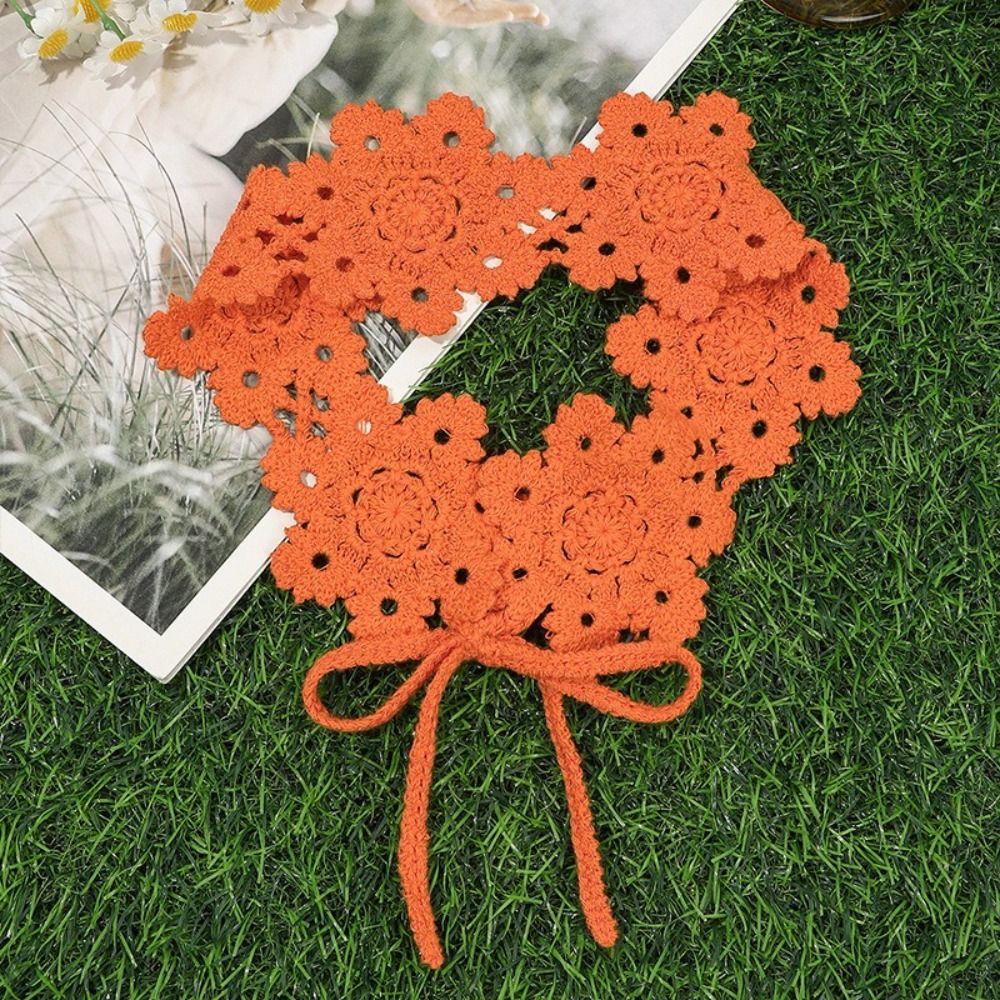 Hollow Flower Design Crochet Hair Band Wide Band Floral Headband Handwoven Headband For Women