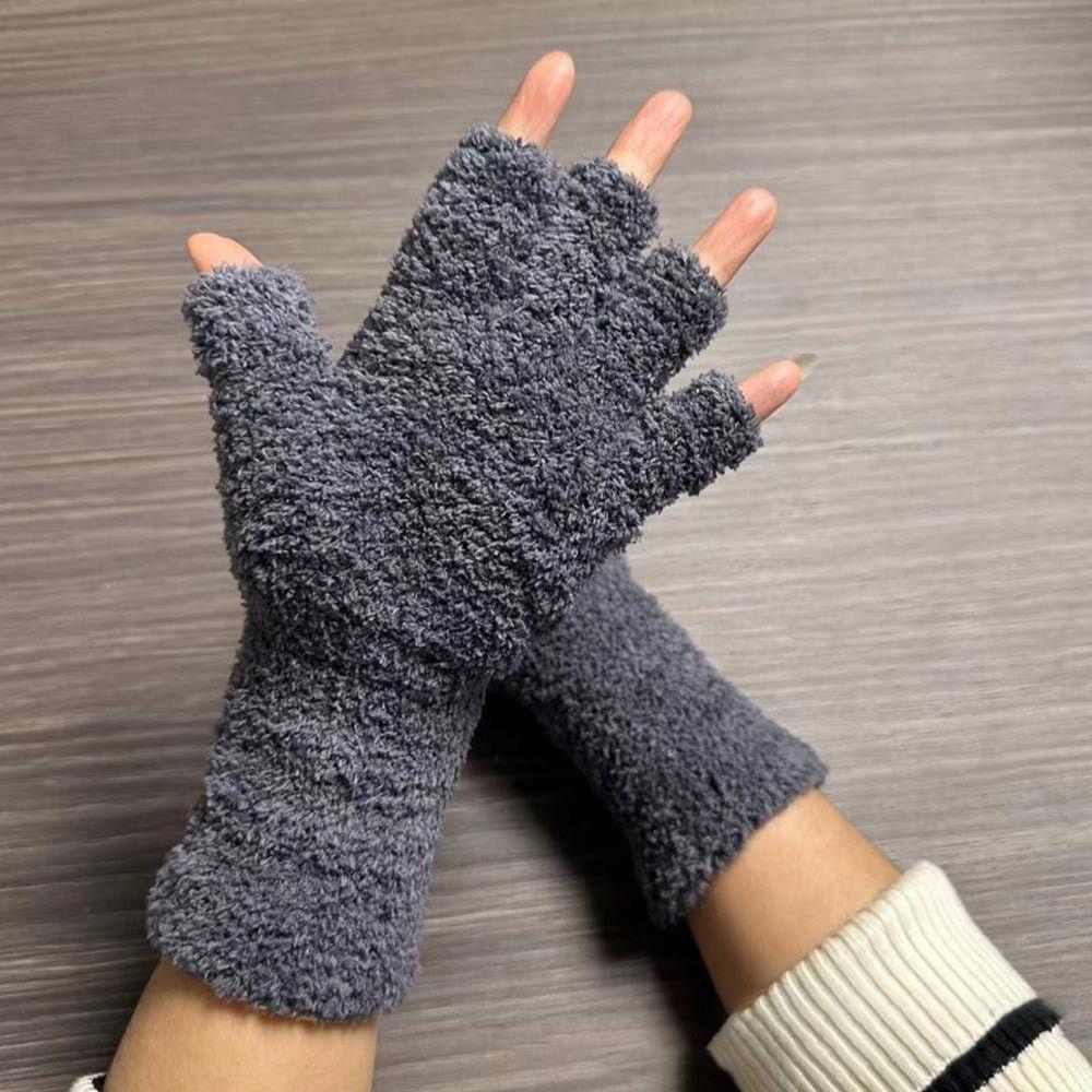 Женские Митенки для Девочек Утепленные Зимние Теплые Перчатки Защищающие от Холода Перчатки без Пальцев