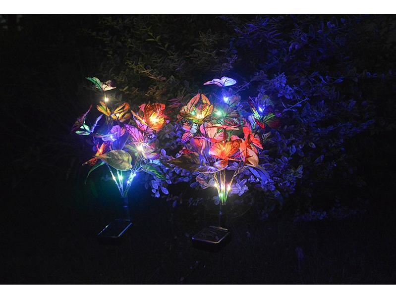 Солнечный светодиодный садовый светильник в виде бабочки и цветка, уличная декоративная лампа