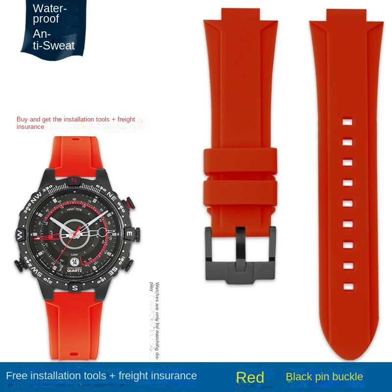 Выпуклый ремешок для часов Силиконовый браслет для timex T2N738 T2N739 T2N720 T2N721 T49706 Ремешок для часов с бабочкой Резиновый ремешок 24X16 мм