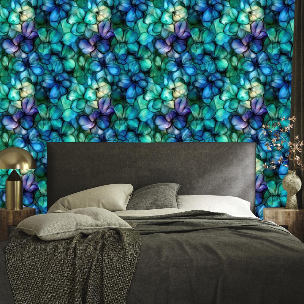 Wallpaper Ink turquoise, sea, blue and navy blue 50x1000