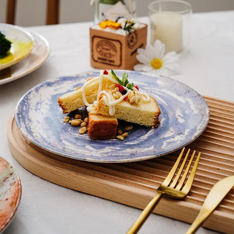 Стиль легкой роскоши Цветные керамические тарелки Ресторан Десерты Салатная тарелка Тарелка для вкусных блюд Креативная бытовая посуда