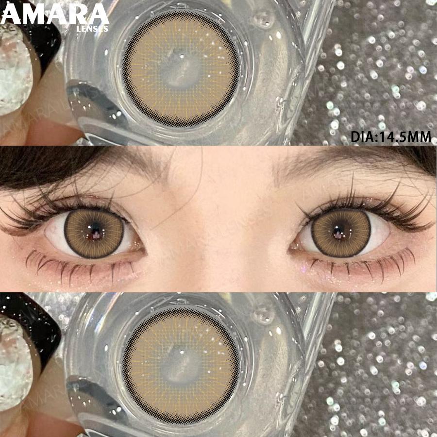AMARA Модные цветные контактные линзы Коричневые Мягкие линзы Косметические линзы для БОЛЬШИХ ГЛАЗ Зеленый Цвет Контактные линзы для глаз Косметика для глаз Ежегодное использование