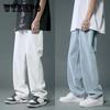 Летние тонкие светлые джинсы, мужские универсальные свободные прямые брюки