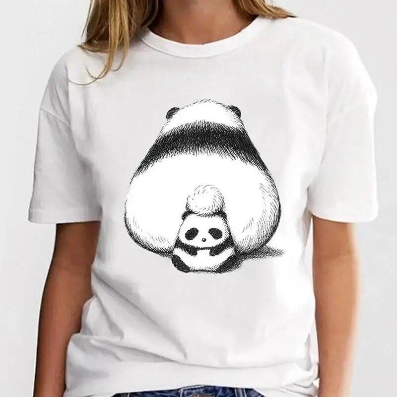 New Panda Lovely Cute T-shirt Clothing Cartoon Graphic Print Short Sleeve Fashion Casual Plus Size T Shirt Women