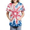 Women's Fashion V-neck Short-sleeved Work Dress With Pockets Independence Day Printed Top Carer Suit