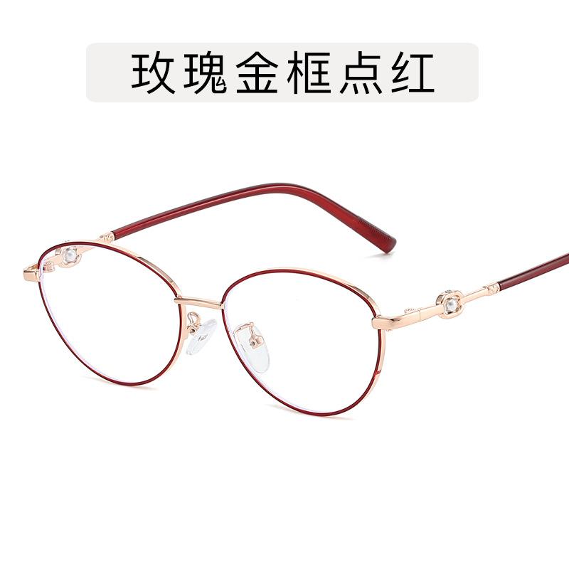 Korean Style Glasses for Women Cat Eye Shape Pearl Decoration Glasses Frames Y2K Stylish Decorative Glass