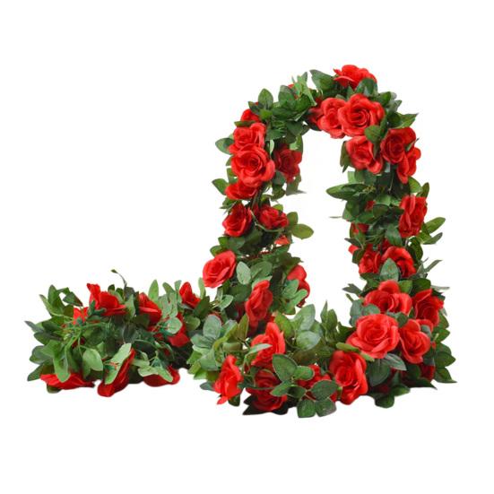 220СМ Искусственная Гирлянда из Роз 16 Головок Устойчивая к УФ-излучению Реалистичная Искусственная Цветочная Ротанговая Лиана Свадебная Вечеринка Подвесное Имитация Цветения Украшение