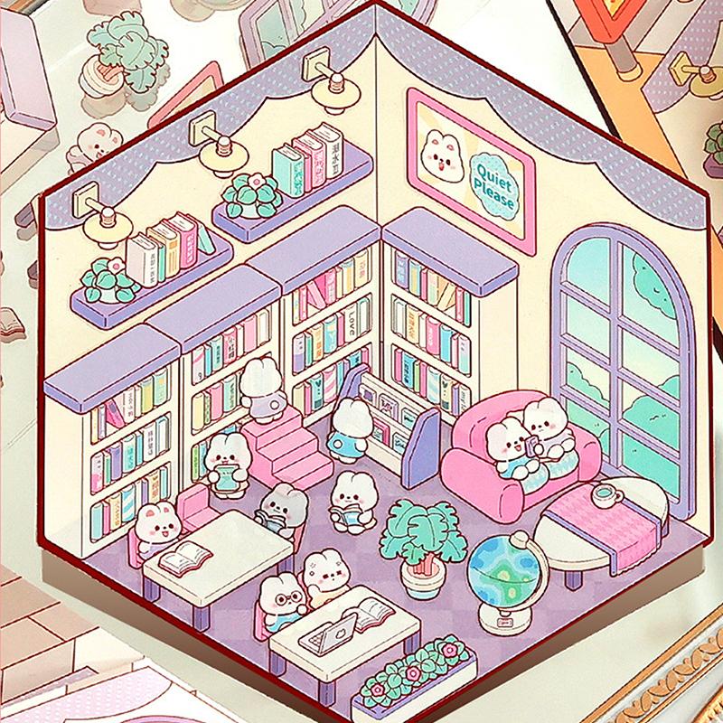 1 набор мультяшных карманных кабинок для бизнеса, сцен для укладки и склеивания, сделай сам, 3D-наклейки, праздничный подарок на день рождения, Рождество для ребенка, студента