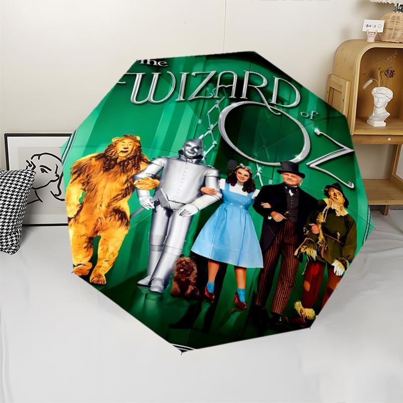 The Wizard of Oz Print Automatic Umbrella, 8 Rib Iron Frame, Plastic Handle, Suitable for Outdoor Travel &Daily , Ideal Gift