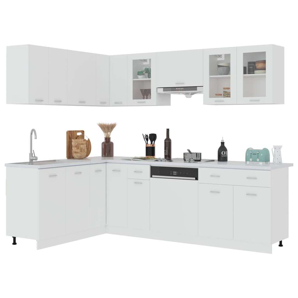 11 Piece Kitchen Set Lyon White Particleboard