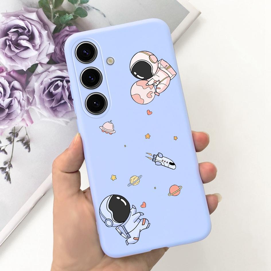 Чехол для Samsung Galaxy S24 Plus Милый Желтый Утенок Астронавт Матовый Силиконовый Мягкий Чехол для Samsung S 24 S24 Ultra S24+ 5G Funda