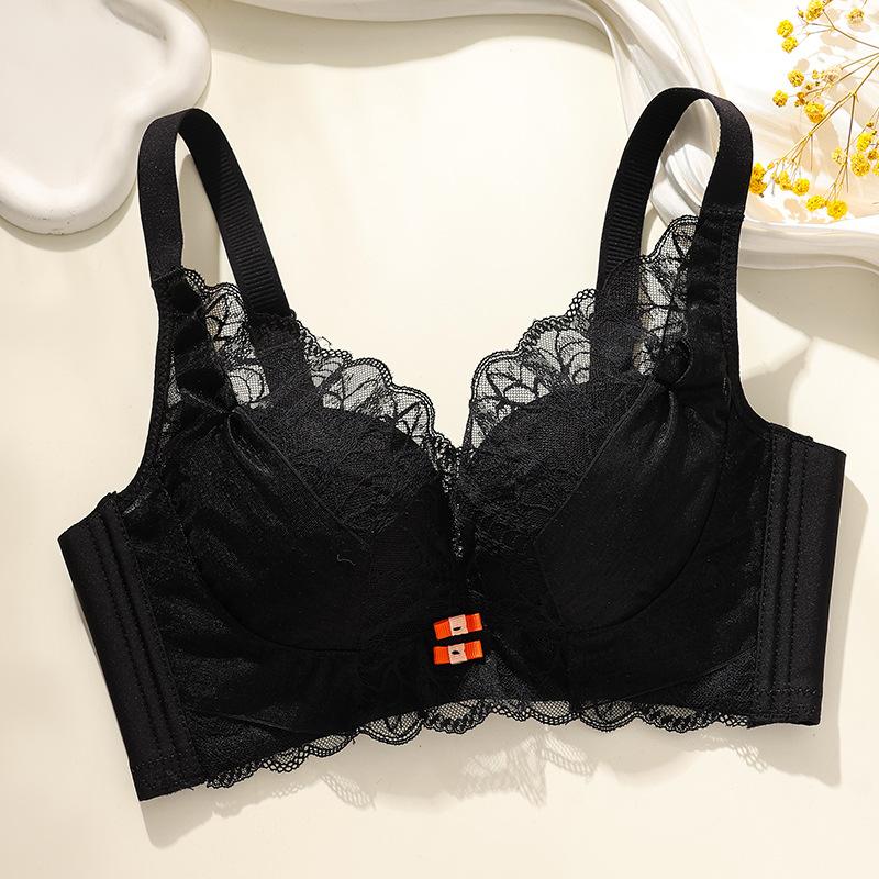 No steel rim, sexy lace underwear, women's small breasts gathered, side-closed breasts, adjusted upper support, non-slip bra, bra.