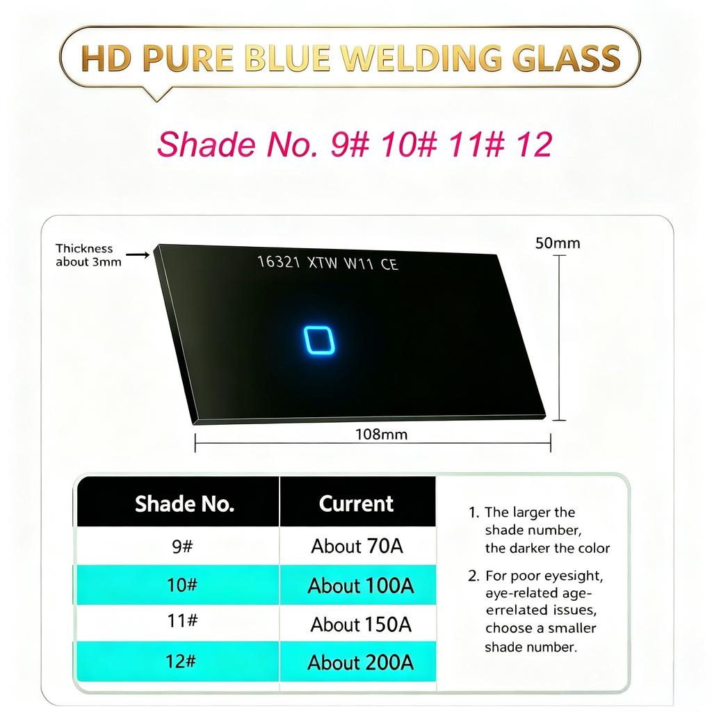 Сварочная линза HD Ultra Blue Прозрачное сварочное фильтрующее стекло для сварочной ванны 108x50 мм Антибликовая сварочная защитная линза для сварочной маски 3