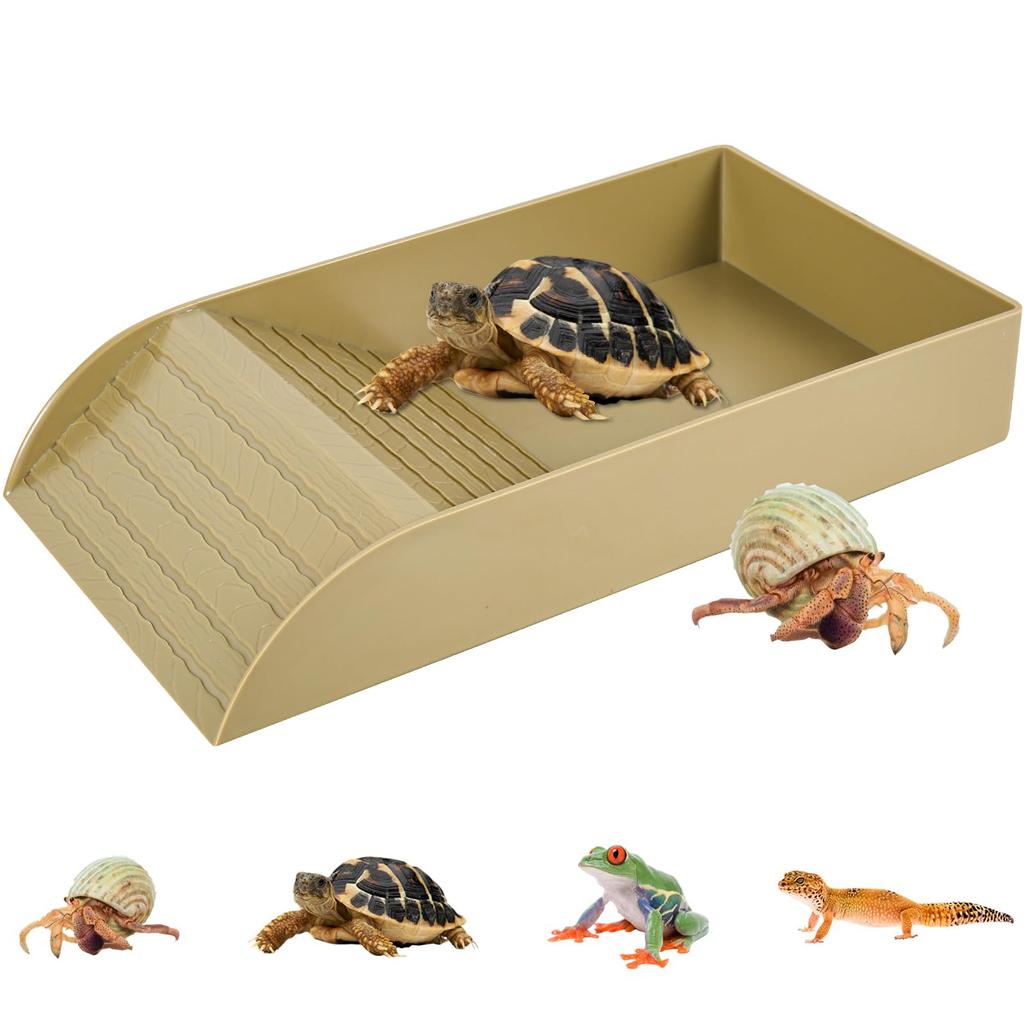 Блюдо для воды в виде черепахи Блюдо для ванны в форме черепахи Нескользящая миска для бассейна с рептилиями и пандусом Коробка для кормления рептилий Блюдо Пластиковая миска для черепахи для еды и воды