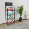 4 Tier Metal Wire Storage Shelf Display Rack with Wheels Black Stand Supermarket Retail Display Rack for Snacks Fruits Tools