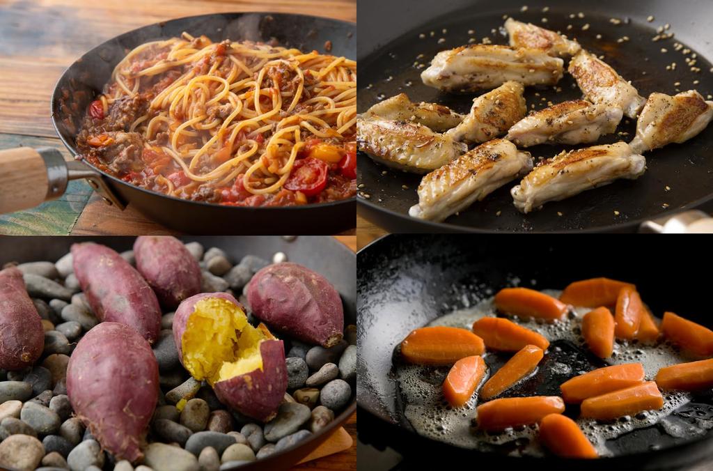 River Light Kiwami JAPAN Iron Thick Plate Frying Pan Set with Lid 24cm Iron Nitride Nitriding Compatible with IH Rust Resistant Made In Japan JS2324