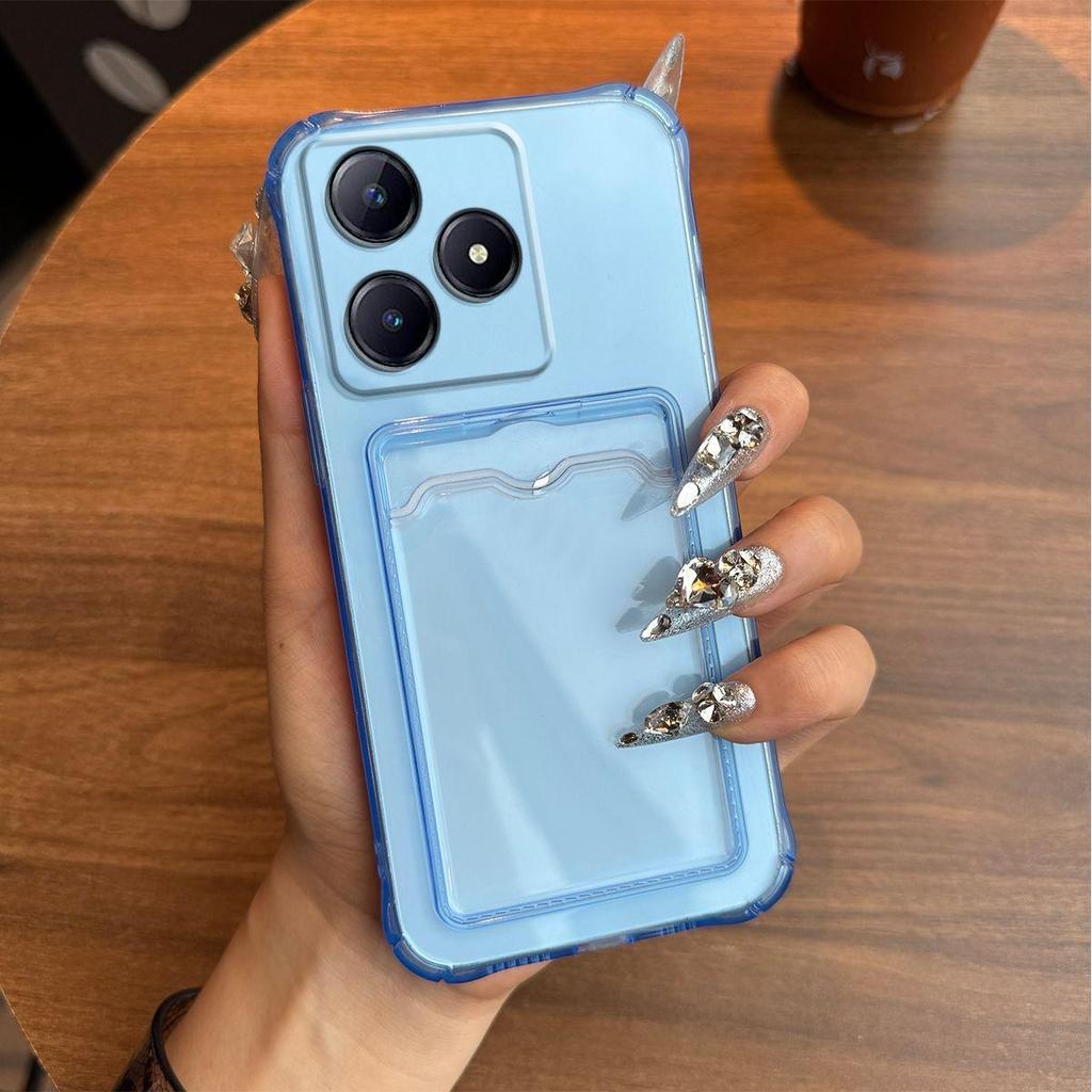 Ударопрочный прозрачный чехол для realme C65s, C63, C61, Note 70 60x 60 с карманом для карт