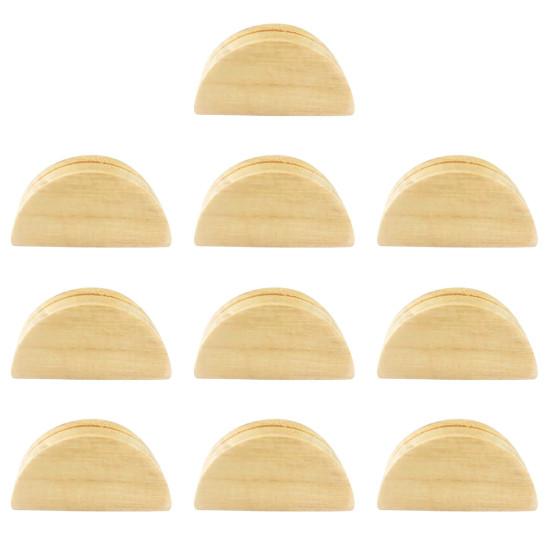 10Pcs Semicircular Wooden Business Card Holder Reusable Wedding Banquet Restaurant Table Number Place Card Holder Stand
