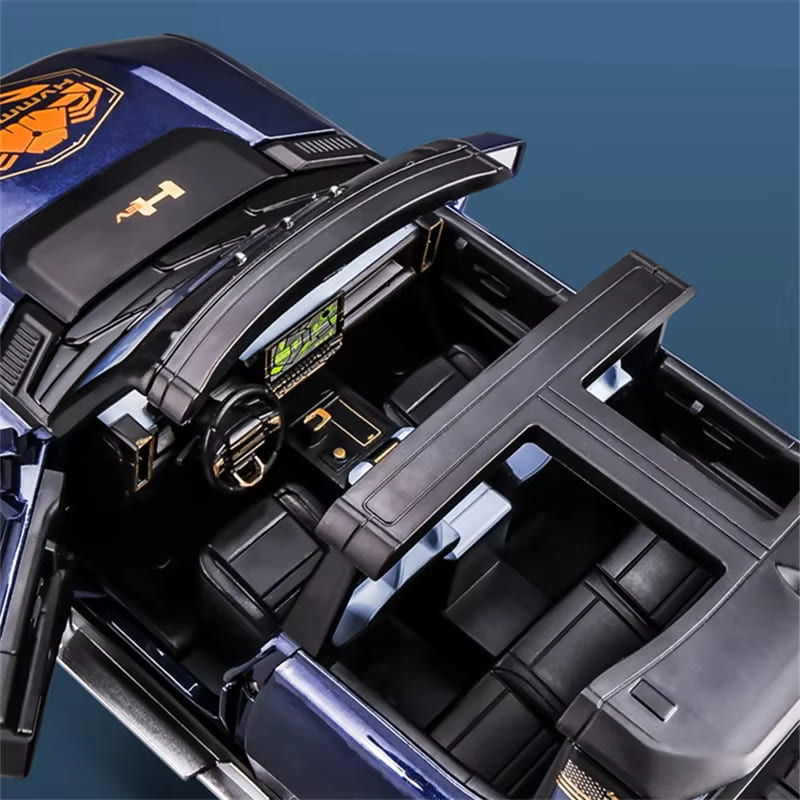 1:24 Hummer EV Pickup Alloy New Energy Car Model Cast Metal Off-road Vehicle Car Model Simulation Sound and Light Children's Gift Convertible Pickup