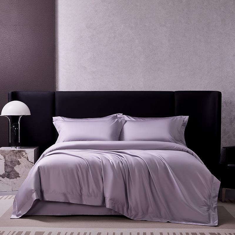 Pure cotton long-staple cotton four-piece set, cotton simple Class A satin solid color high-count light luxury bedding four-piece set