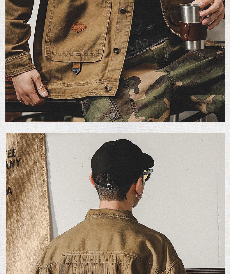 Men's Retro Herringbone Workwear Jacket - American Style, Heavyweight, Spring/Autumn