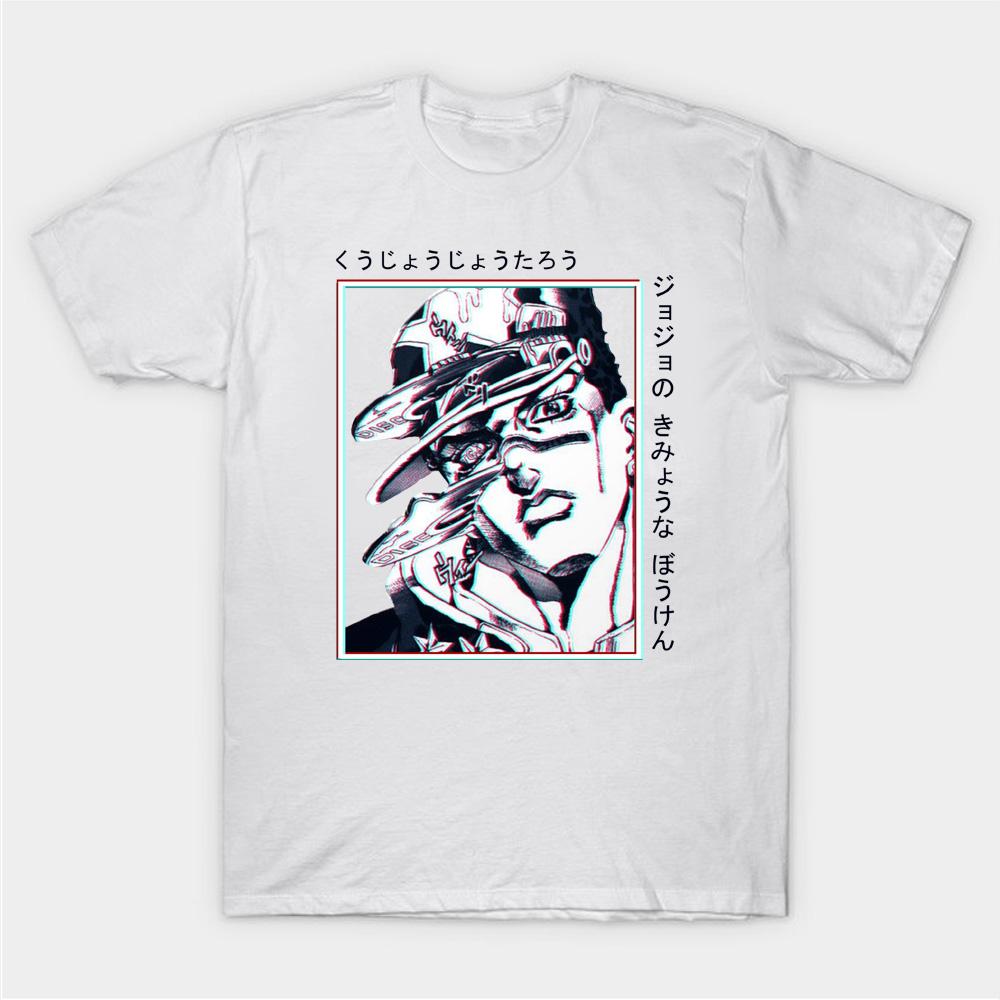Модная крутая футболка с принтом Kujo Jotaro Harajuku Anime JoJo's Bizarre Adventure Street Style Футболка в стиле хип-хоп Футболки Летний топ