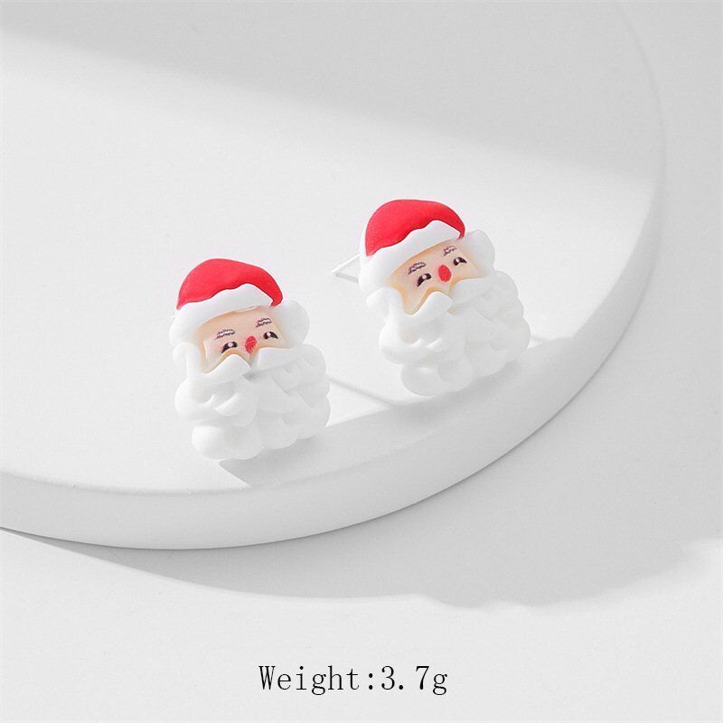 Прекрасные акриловые серьги-гвоздики с ушками Санта-Клауса и лося, женские украшения