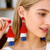 Серьги с кисточками ко Дню независимости США - Цвета флага: красный, белый, синий