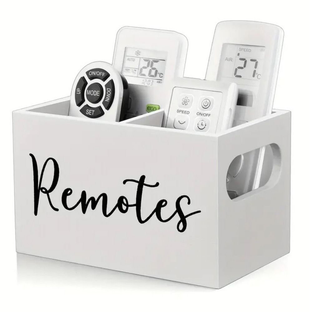 Creative Remote Control Storage Box 2 Compartments Wooden Partition Storage Box  Classroom Supplies