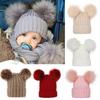 Mother Kids Hats Bobble Hat Children Cap Pom Pom Beanies Caps Kids Cap Infant Bonnet Accessories for Baby Girls Boys 0-3 Years