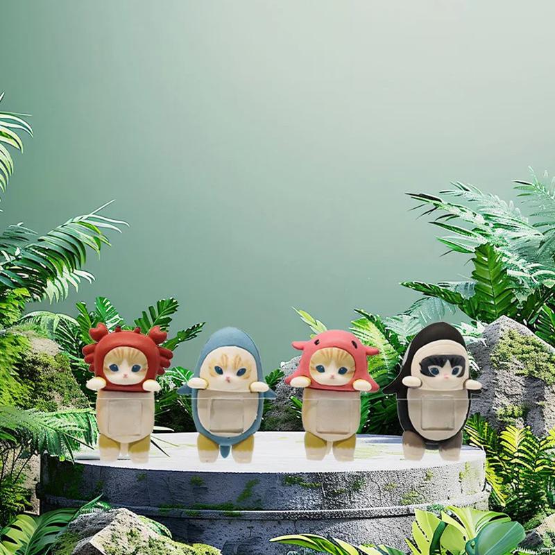 1/12 шт. Фигурки кошек Kawaii, слепая коробка, фигурка, милая кукла, таинственная коробка, мобильный телефон, автомобиль, декор, аксессуары, игрушки
