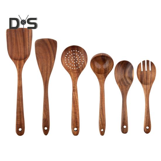 Деревянная кухонная утварь Бытовая лопатка Ложка для супа Ложка для смешивания Антипригарная кухонная утварь с защитой от царапин для повседневного использования