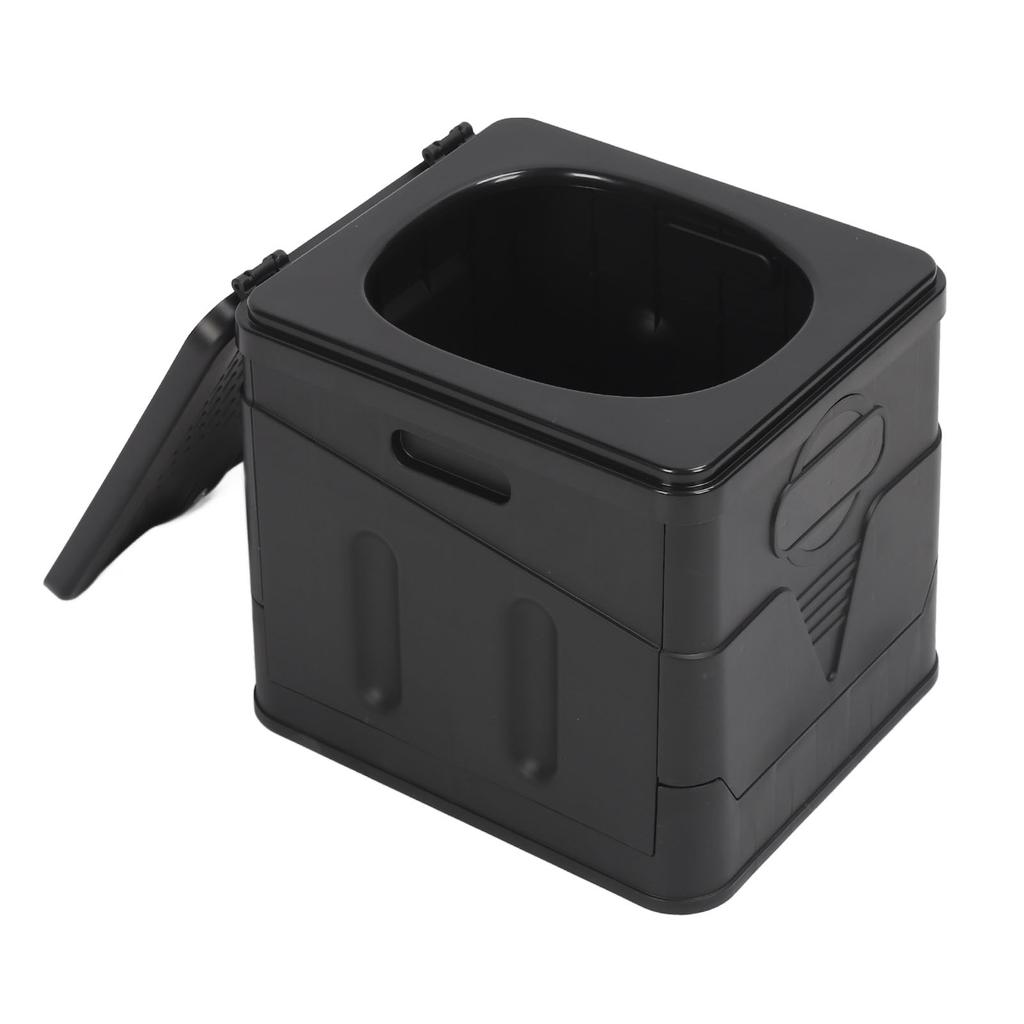 Travel Foldable Toilet with Lid Strong Load Bearing Multifunctional Foldable Car Travel Toilet for Camping Hiking Black