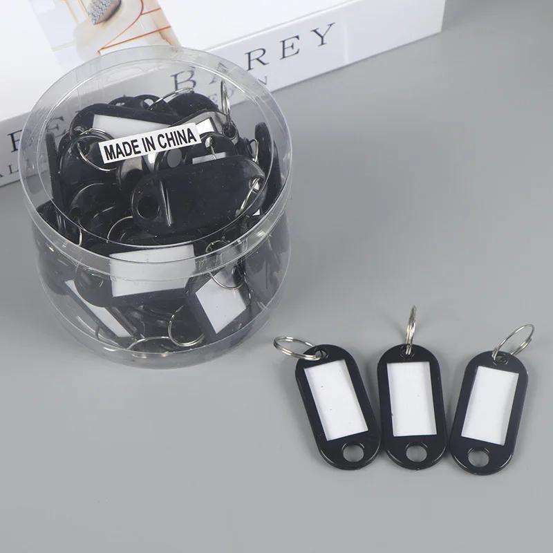 50 шт./лот красочный пластиковый брелок для ключей бирки этикетка пронумерованная имя багажная бирка идентификатор брелок для отеля бирка с именем бирки с разъемным кольцом