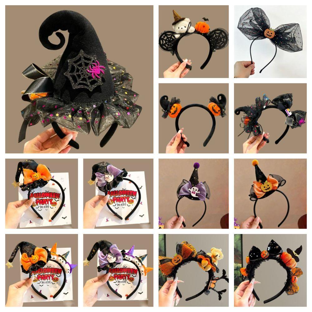 Ghost Witch Hat Headband Pumpkin Cone Hat Hair Hoop Halloween Party Hair Band Photo Props