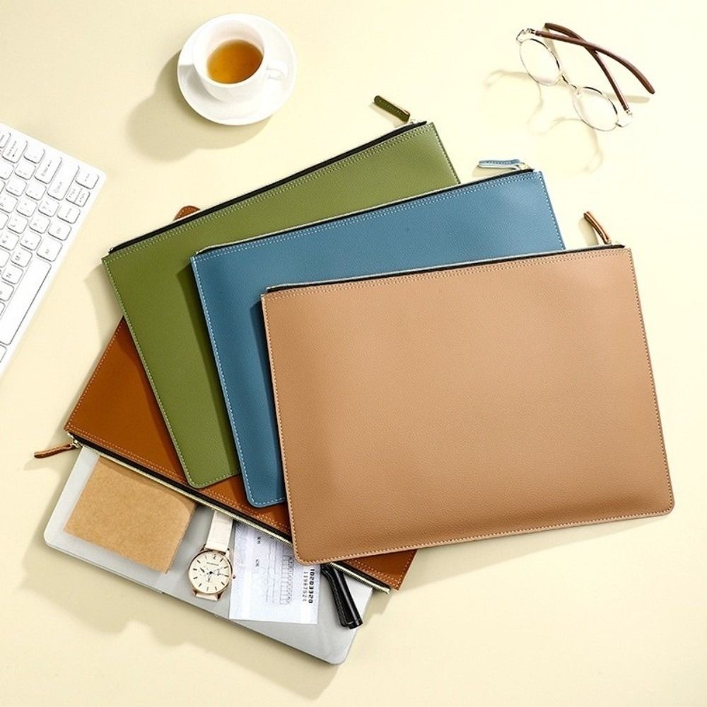 PU Leather Document Bag Waterproof Business Briefcase A4 File Folder  School Office Supplies